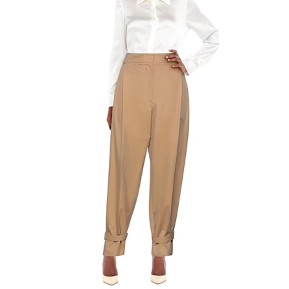 #2118 ALEXANDER MCQUEEN CAMEL Buckled cotton twill tapered pants SZ 38